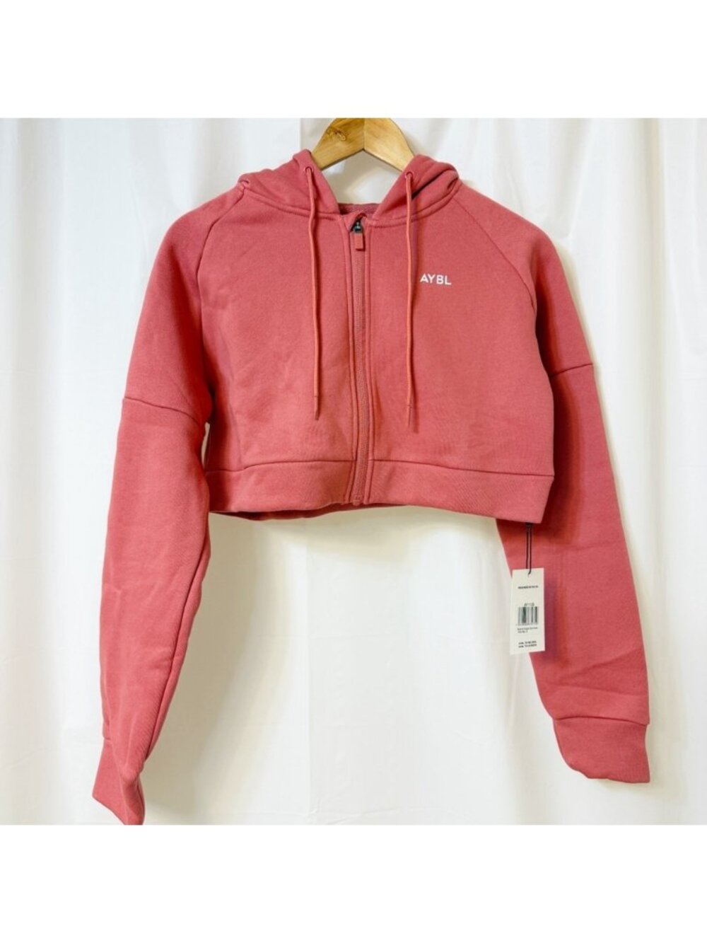 AYBL Beyond Cropped Zip Hoodie Brick Red Small NWT